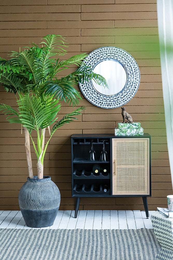 Carmoo Grey Cement Textured 44cm Pot – Chevron Design