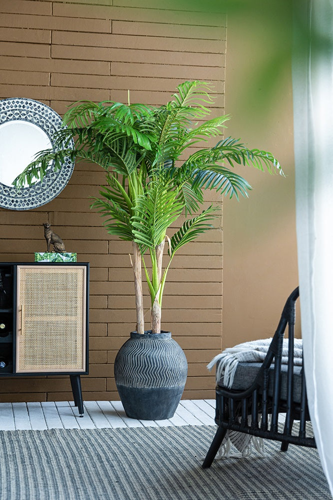 Carmoo Grey Cement Textured 44cm Pot – Chevron Design