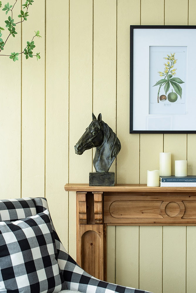 Horse Head Statue on Base Dark Polyresin Sculpture - 40 cm