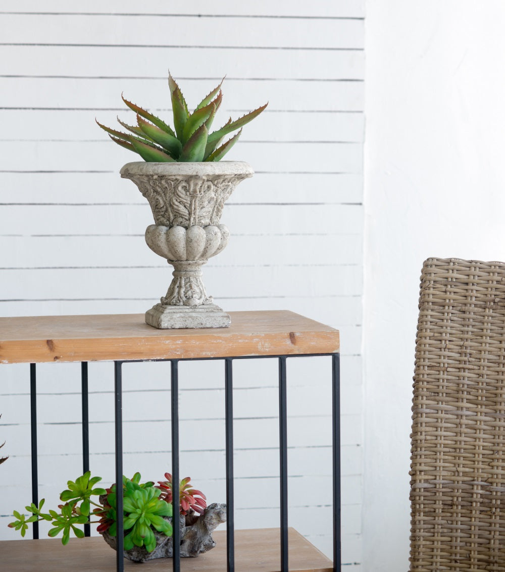 Danna Ornate Concrete Garden Urn Small Decorative Planter Antique Finish