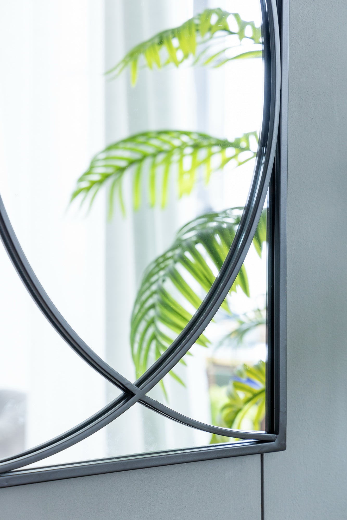 Set of 3 Black Swirl Wall Mirrors Iron Frame Minimalist Industrial Style