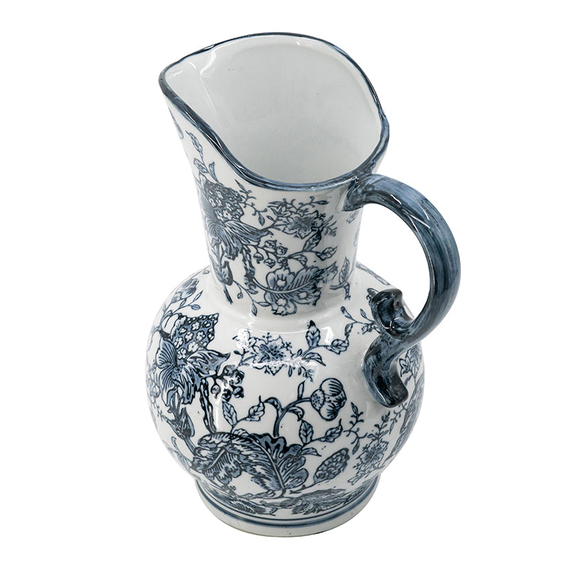 Chinoiserie Porcelain Decorative Jug 31cm Sculpted Handle Accent