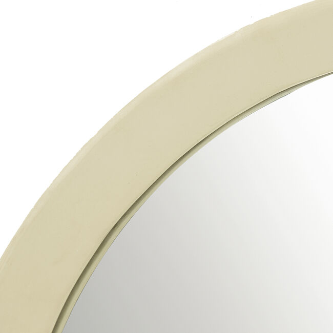 Porthole Mango Cream Wood Wall Mirror 50.2cm Round Frame Decorative Accent