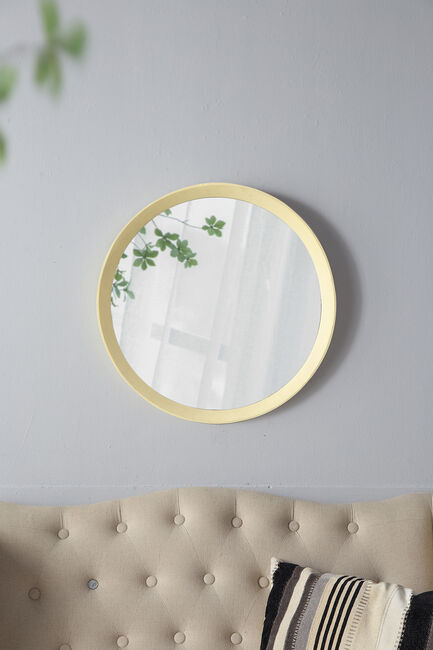 Porthole Mango Cream Wood Wall Mirror 50.2cm Round Frame Decorative Accent