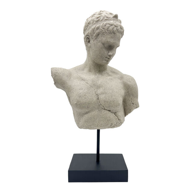 Grecian Decorative Bust 54cm Resin Sculpture on Stand for Home or Office Accent