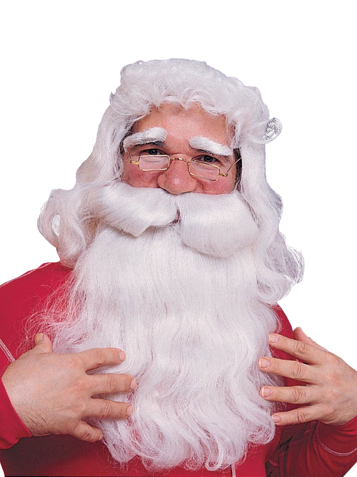 Santa Claus Wig and Beard Set with Curly White Fibres for Adults - White Colour