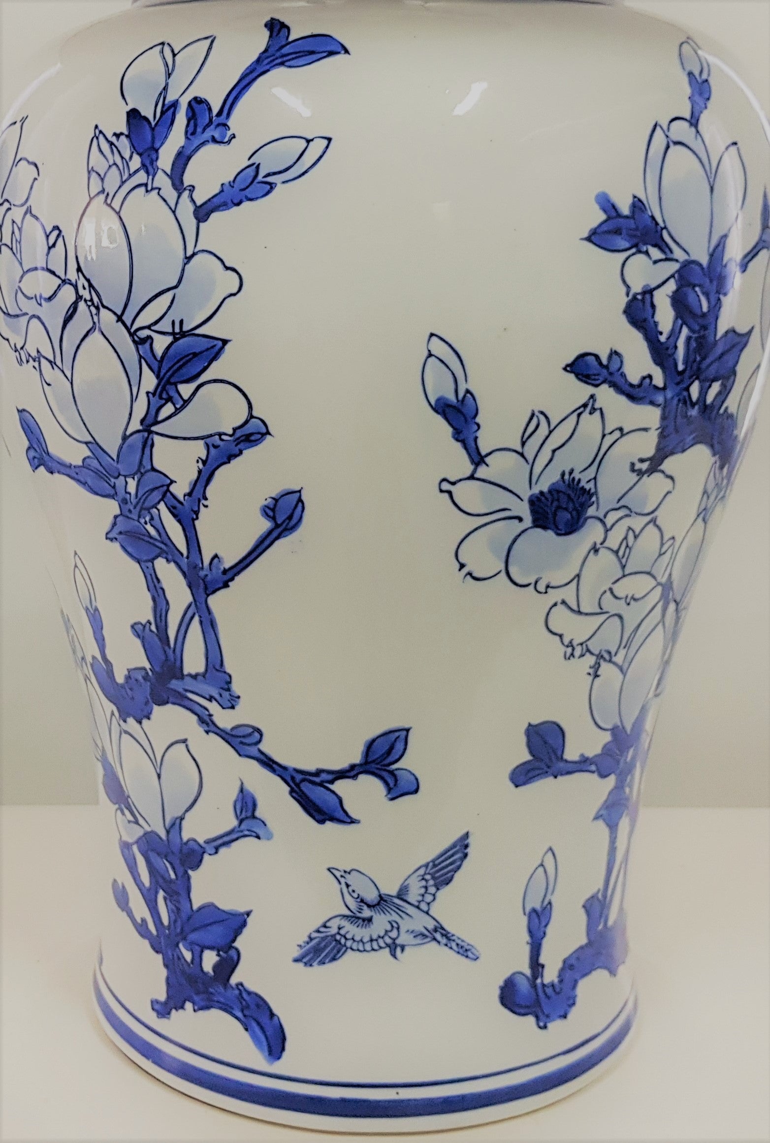 Jonquil Blue and White Ceramic Table Lamp 71cm with White Tapered Shade Elegant Accent