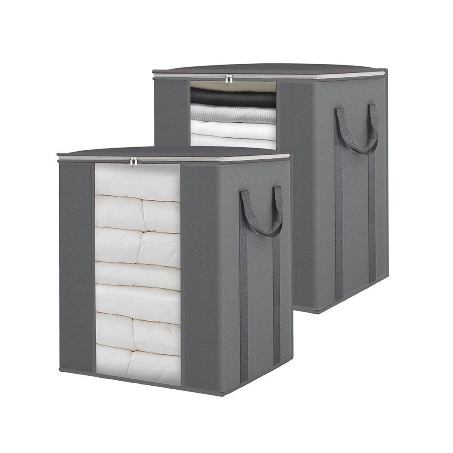 Hivvago Oversized Quilt Storage Bags – 2-Pack Foldable Organisers with Zipper & Window