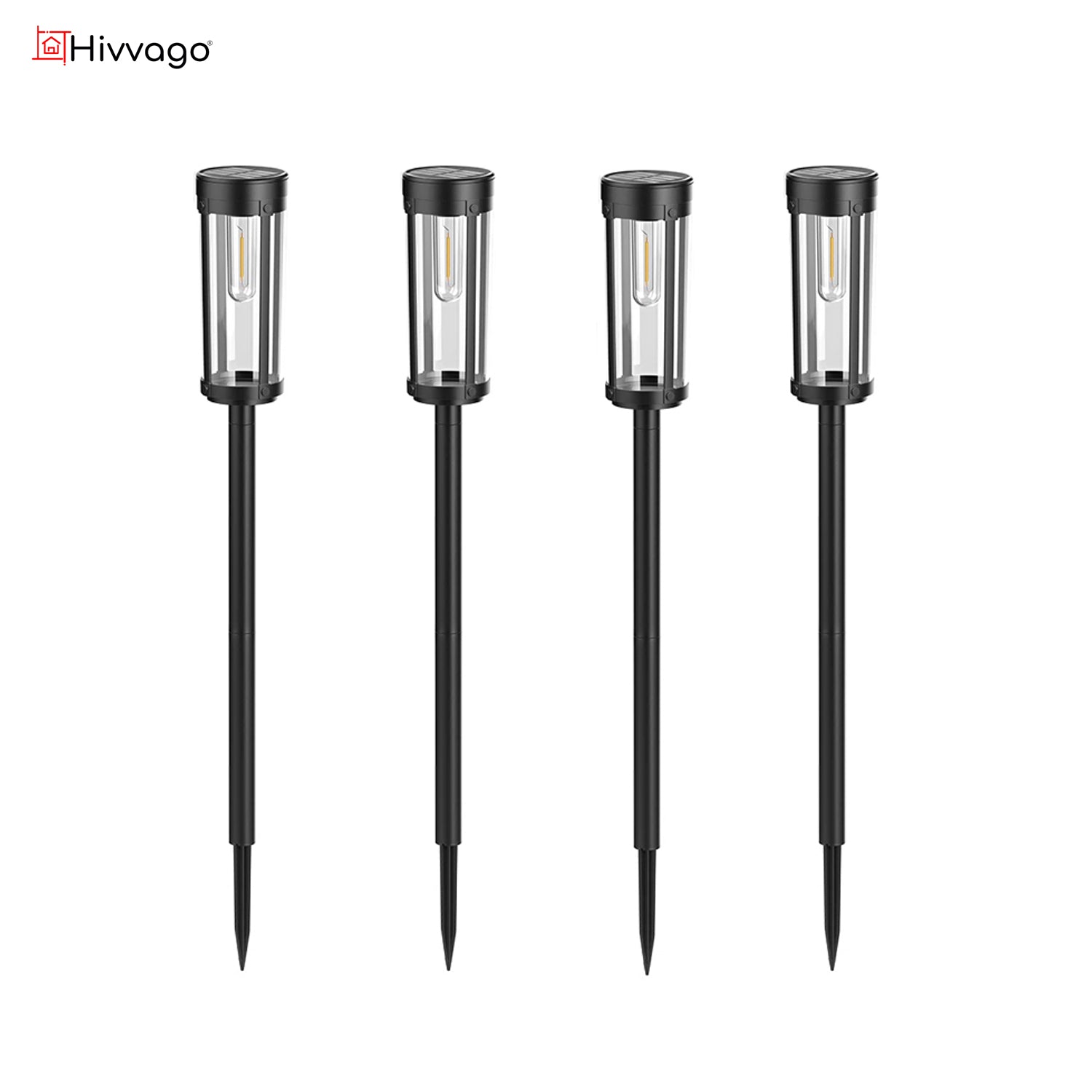 Hivvago 4 Pack Solar Garden Lights – Waterproof Outdoor Pathway Lamps