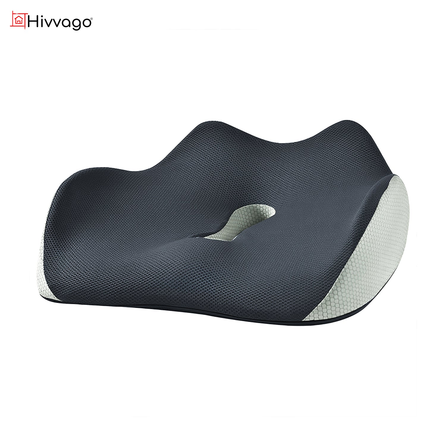 Hivvago Memory Foam Seat Cushion – Ergonomic Support for Office, Car & Home, Grey