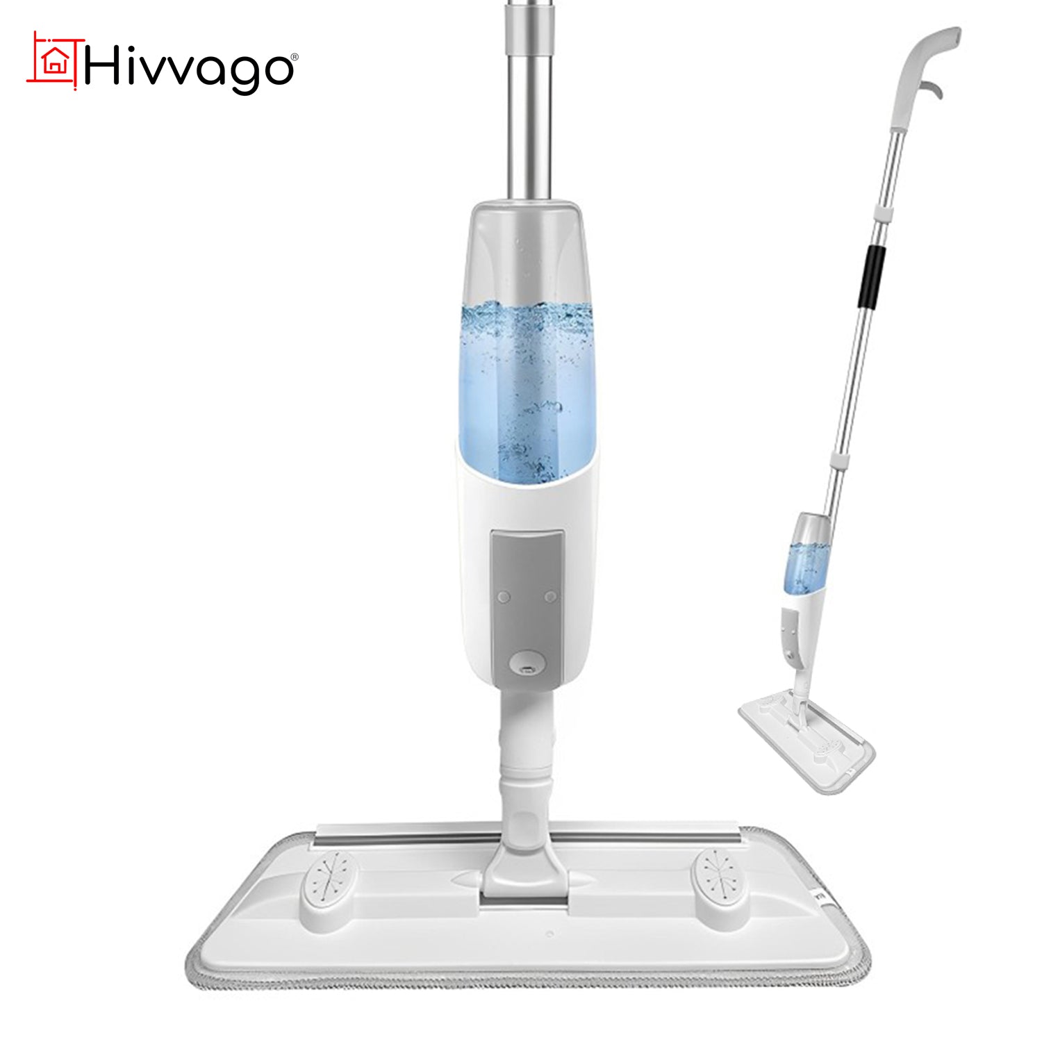 Hivvago Microfiber Spray Mop – Wet & Dry, Refillable Tank, 360° Swivel, 122cm