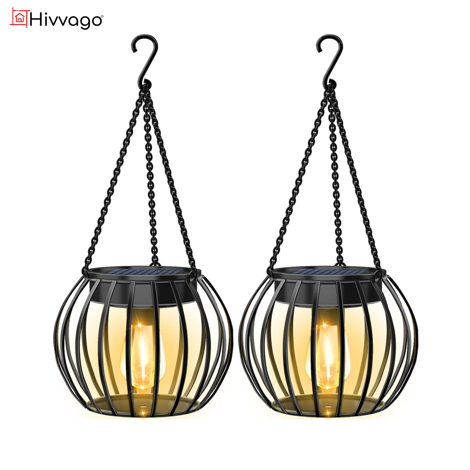 Hivvago 2-Pack Solar Hanging Lanterns – Outdoor Decorative Pumpkin Lights