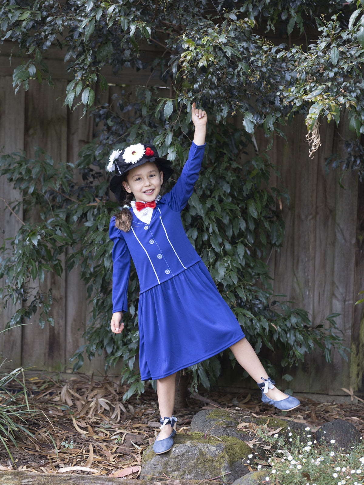 Mary Poppins Kids Costume – Blue Dress with Hat & Bow Tie for Book Week – Blue Colour