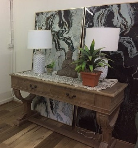 Curtis 2 Drawer Petite Console Natural Reclaimed Timber Rustic Home Accent