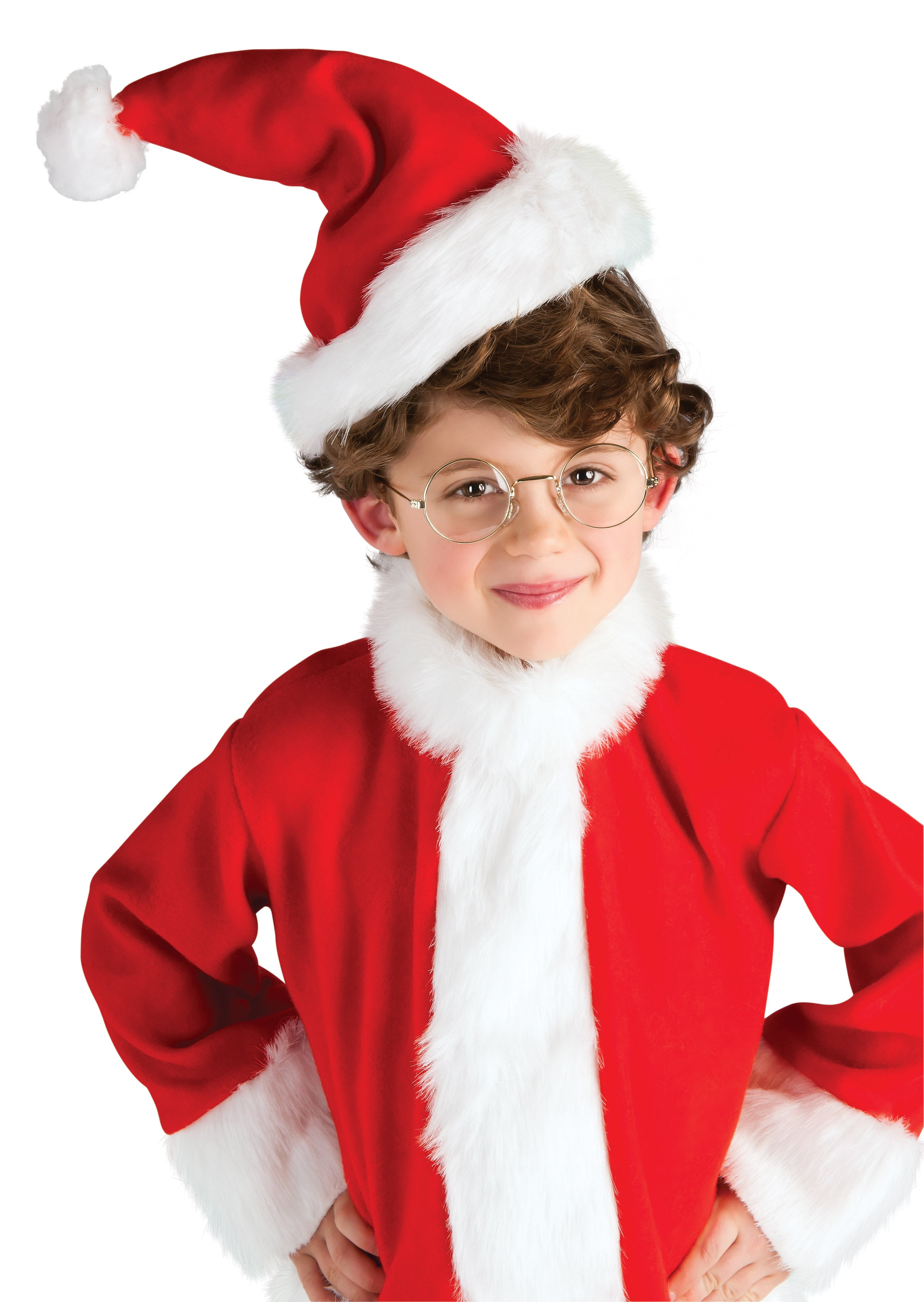 Santa Claus Glasses with Gold Metal Frame and Plastic Lenses for Adults