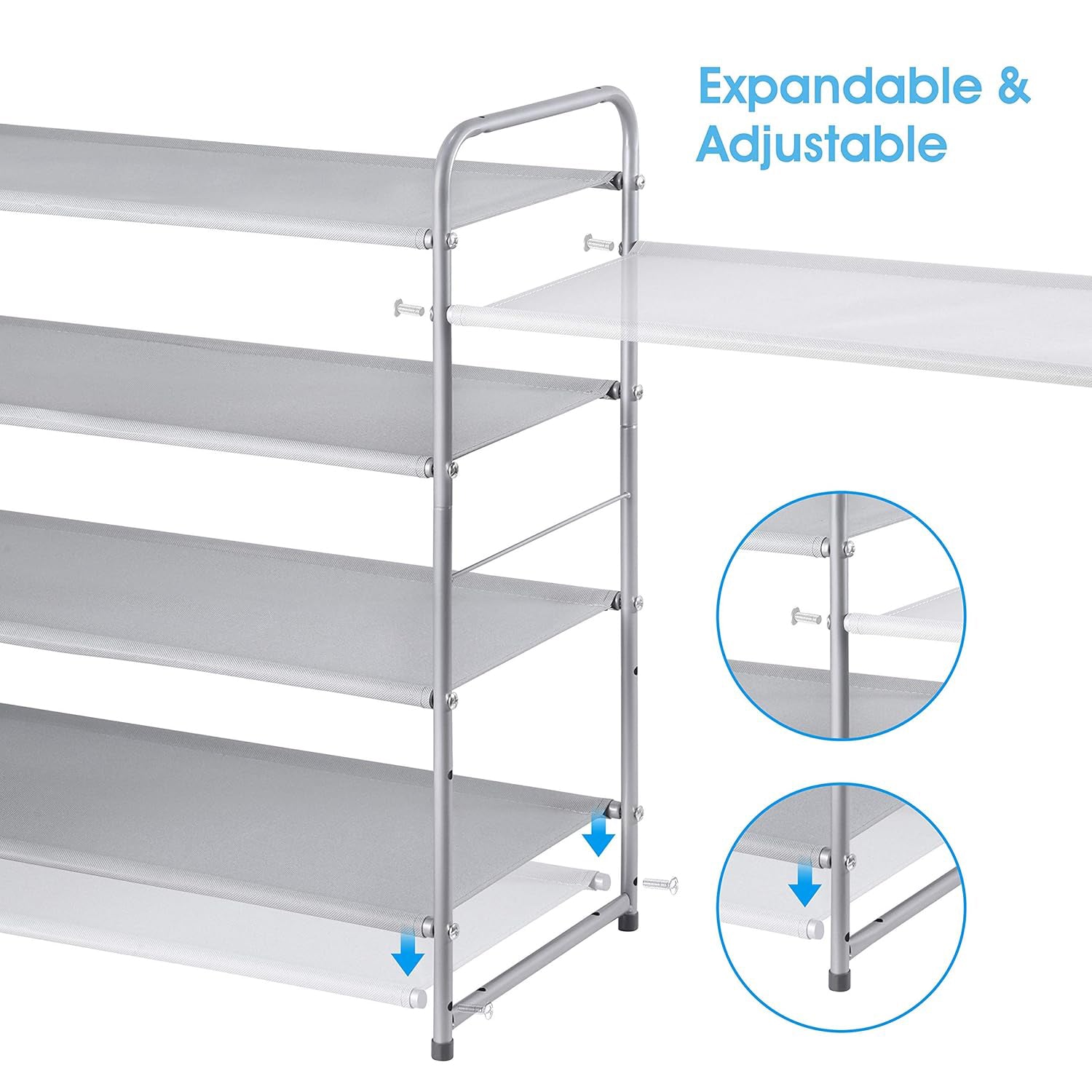 Hivvago 3-Tier Stackable Shoe Rack – Metal Storage Organizer for 20 Pairs