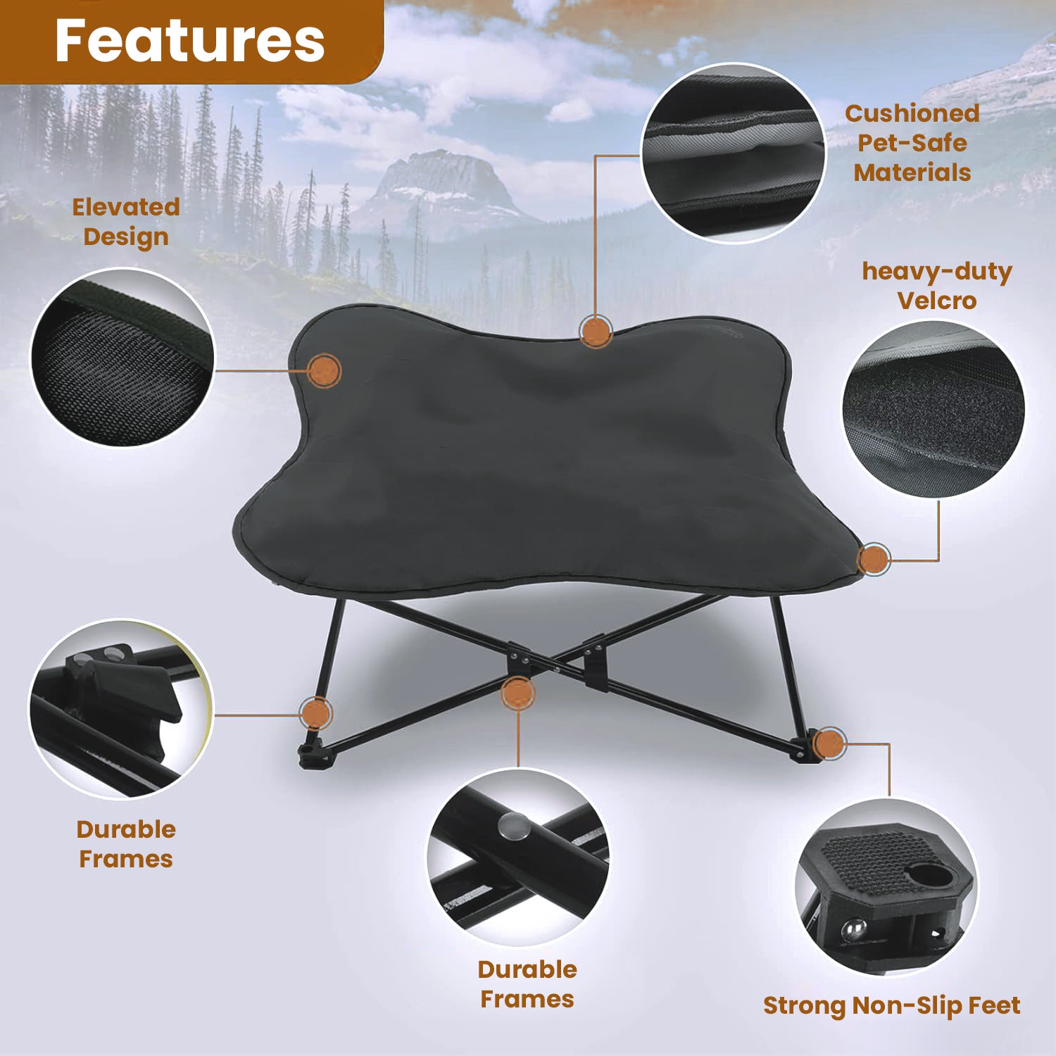 PupLily Elevated Dog Bed – Foldable Cot with Padded Topper & Bag, for Large Pets