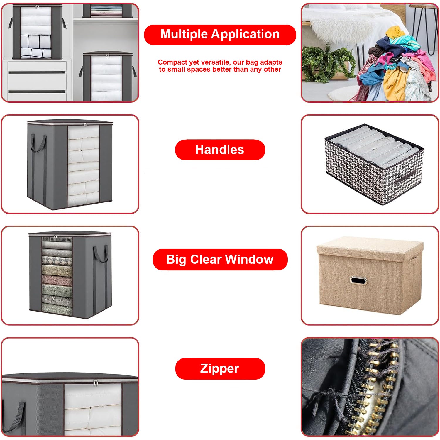 Hivvago Oversized Quilt Storage Bags – 2-Pack Foldable Organisers with Zipper & Window