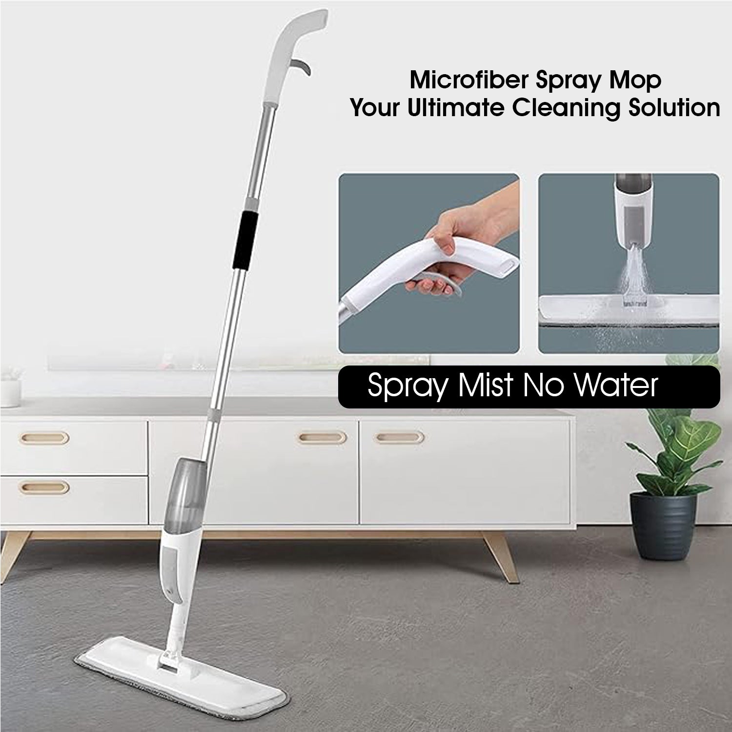 Hivvago Microfiber Spray Mop – Wet & Dry, Refillable Tank, 360° Swivel, 122cm