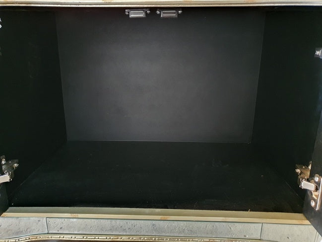 Mirrored Cabinet 1 Drawer 2 Door Antique Ribbed Gold Leaf Hollywood Style Storage Unit