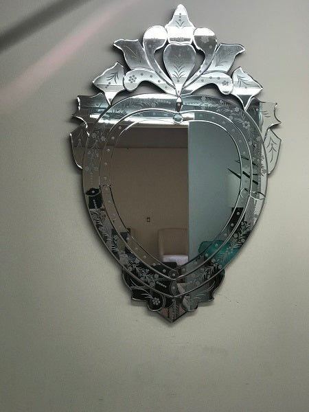 Heart Shaped Venetian Mirror 94x63cms Silver Elegant Wall Decor Home Accent