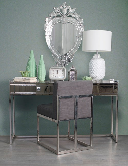 Heart Shaped Venetian Mirror 94x63cms Silver Elegant Wall Decor Home Accent