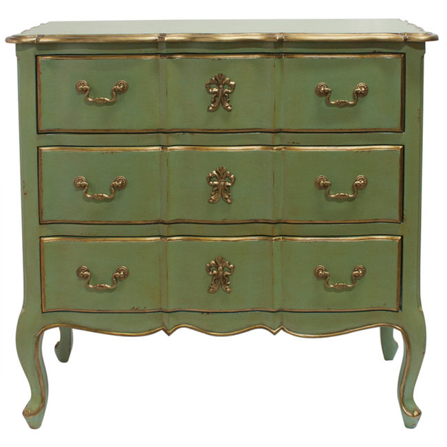 Marie Antoinette French Style Chest of Drawers – Mint Green Gold Accent 90cm