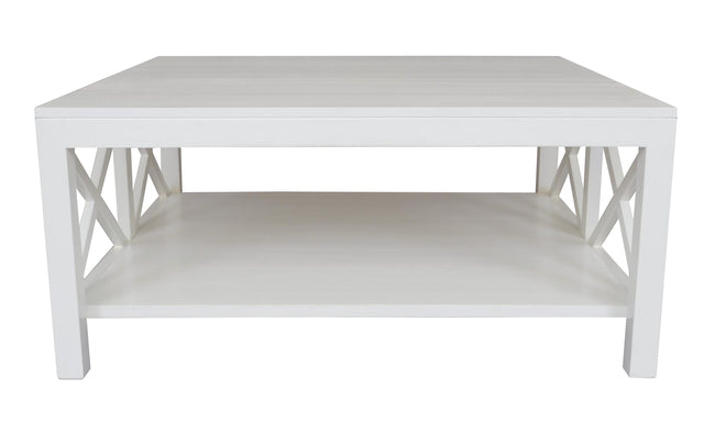 Catalina Crossed White Coffee Table Freshly Repainted Ex-Display Special Price