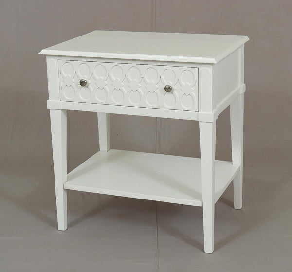 Kioloa Bedside Table White Semi-Gloss with 1 Drawer Bedroom Nightstand