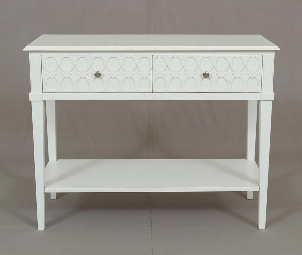 Kioloa Console Table White Semi-Gloss with 2 Drawers Hallway or Living Room