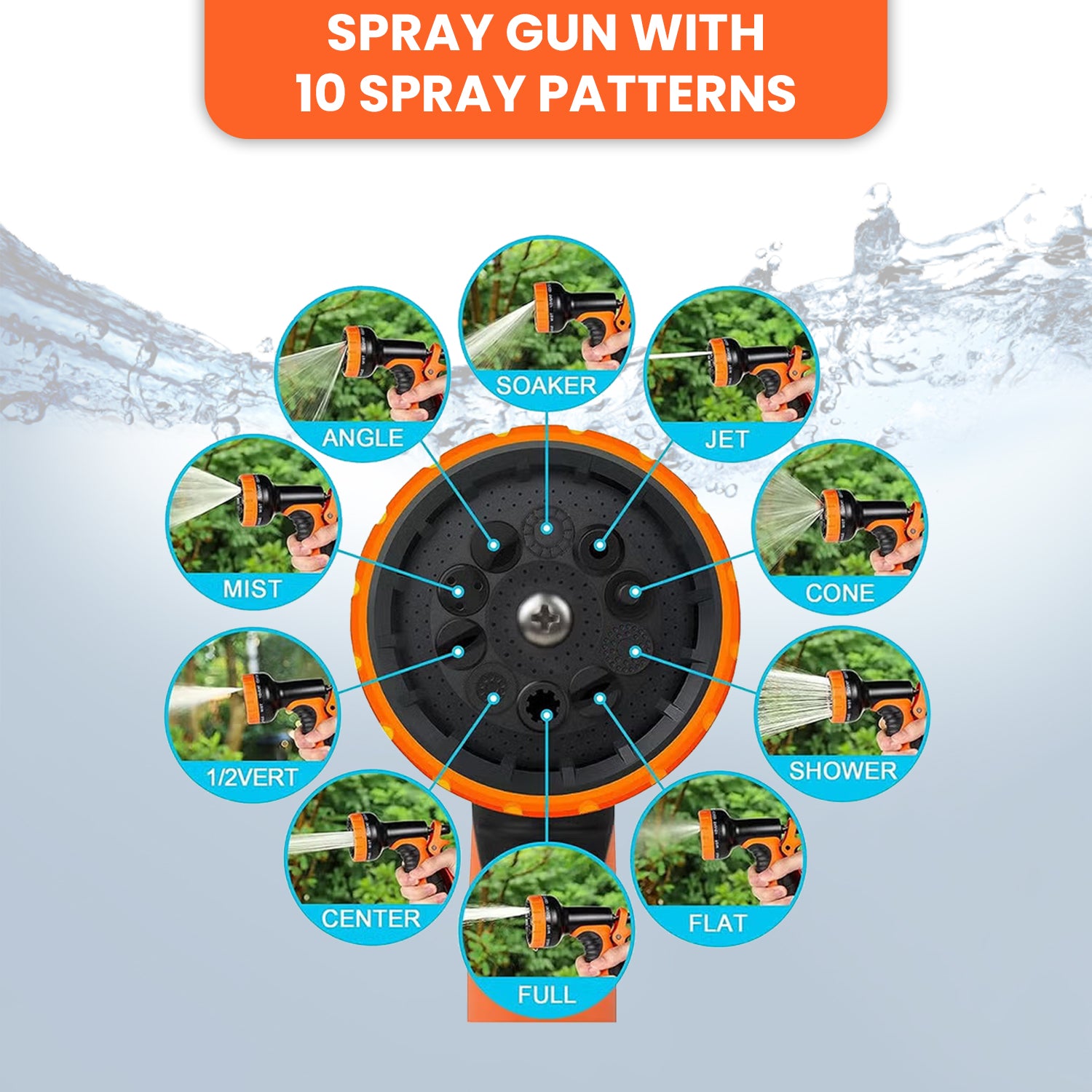 Hivvago Expandable Garden Hose – 10-Function Nozzle, Hanger, Bag, 7.5m or 15m