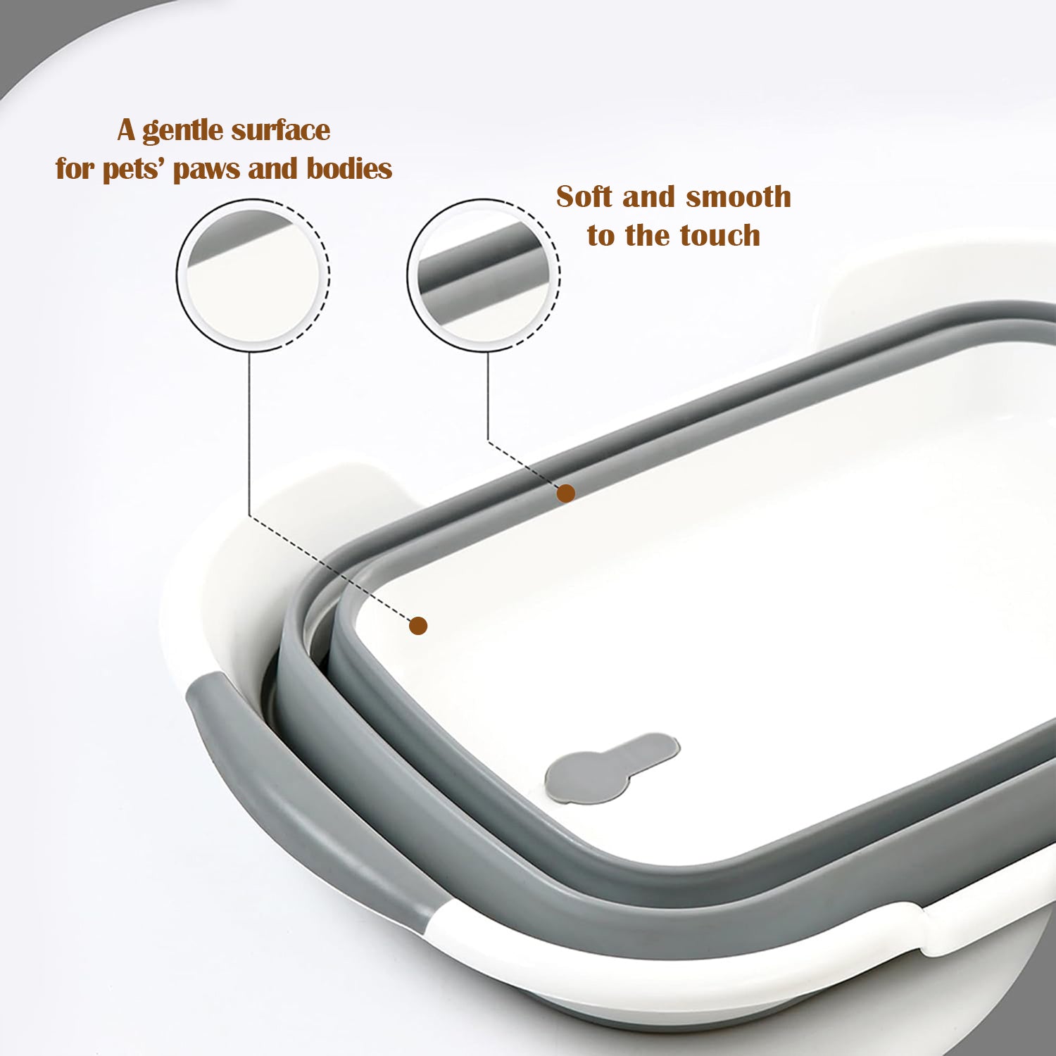 PupLily Collapsible Pet Bathtub – Foldable Wash Tub with Drain, 60.5×38×28cm