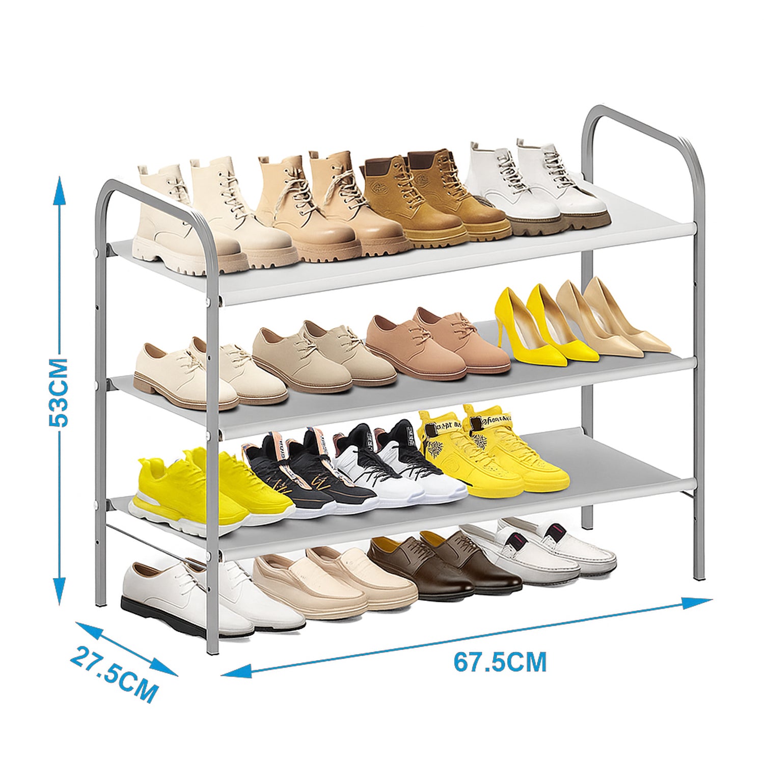 Hivvago 3-Tier Stackable Shoe Rack – Metal Storage Organizer for 20 Pairs