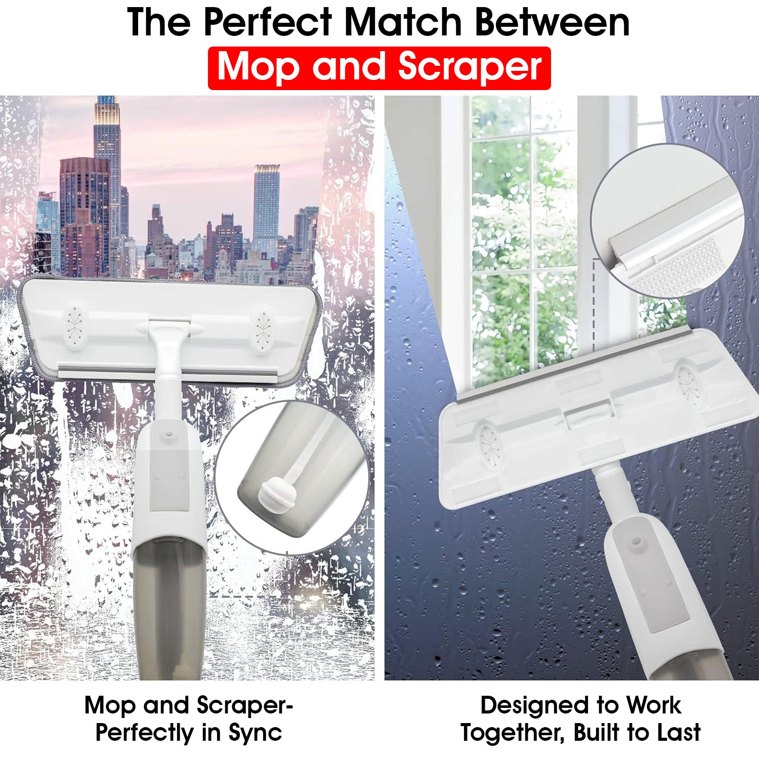 Hivvago Microfiber Spray Mop – Wet & Dry, Refillable Tank, 360° Swivel, 122cm