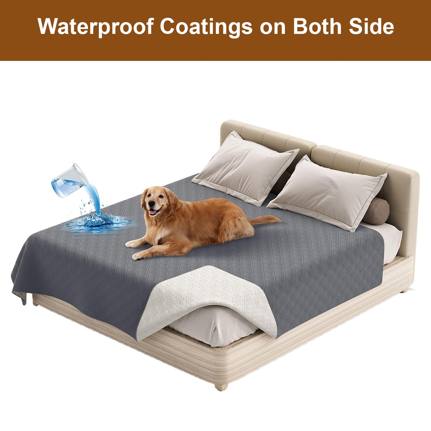 PupLily Waterproof Pet Blanket & Furniture Cover for Sofa, Couch & Bed - Grey