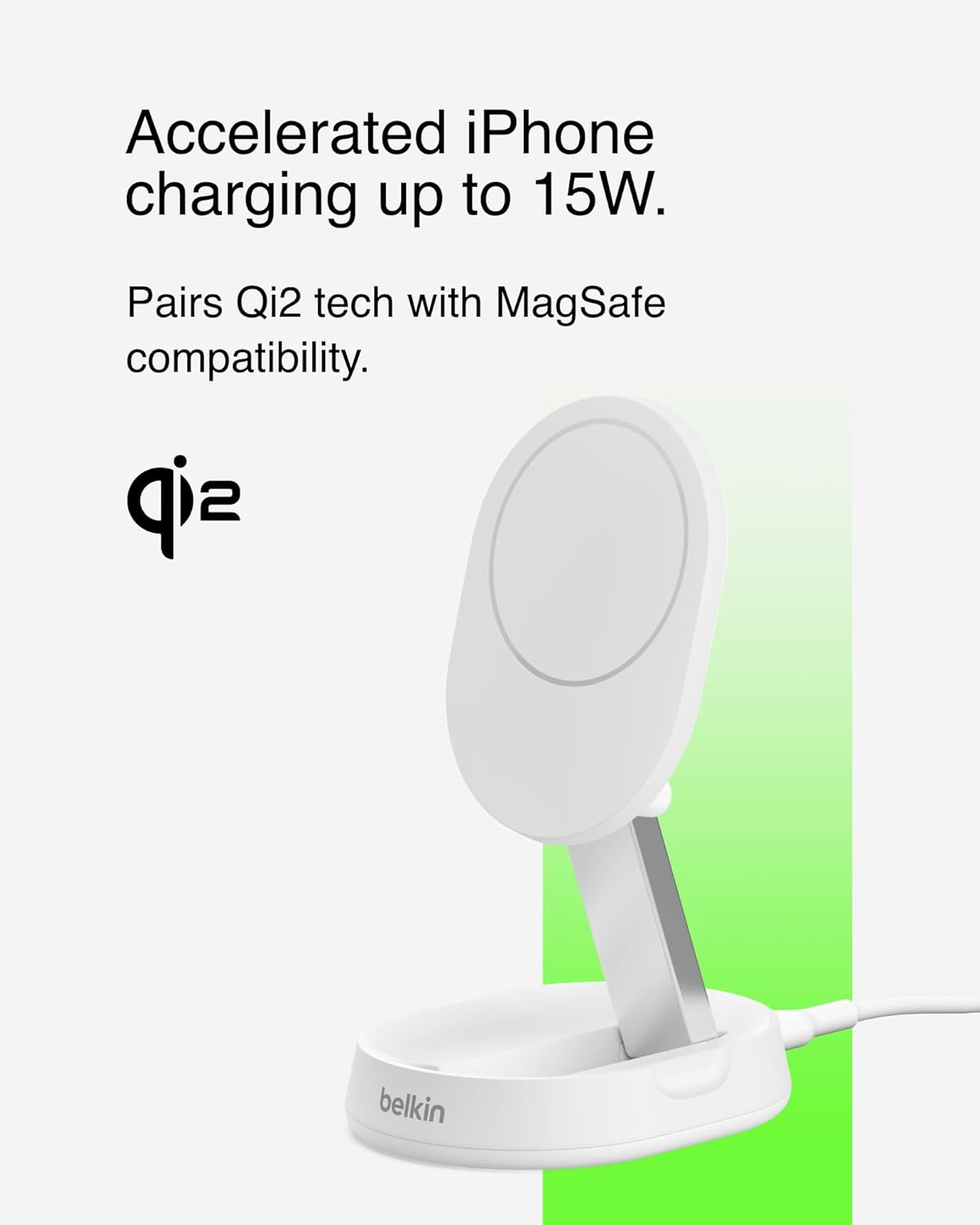 Belkin BoostCharge Pro Convertible Magnetic Charging Stand with Qi2 - White