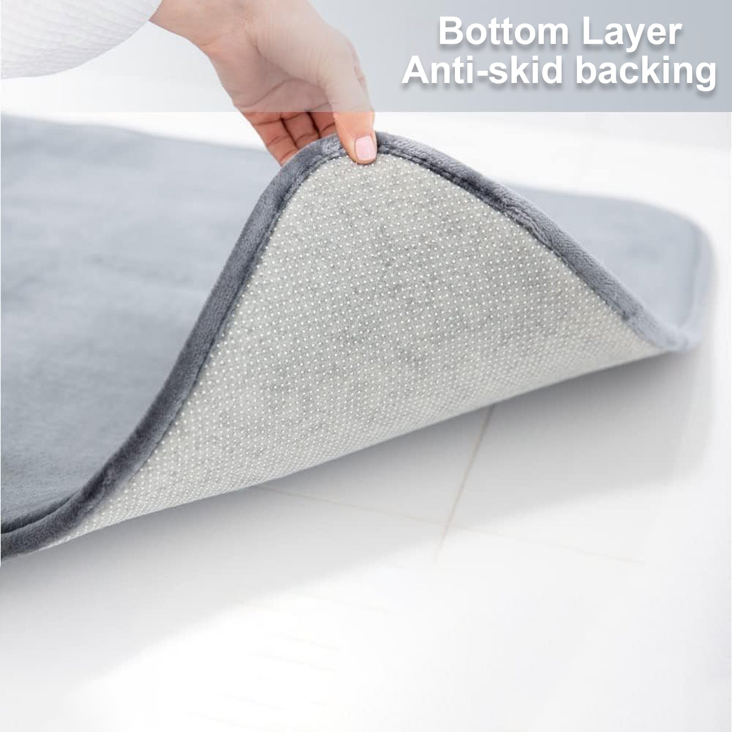 Hivvago Thick Memory Foam Bath Mat – Soft Velvet, Non-Slip, Grey Rug