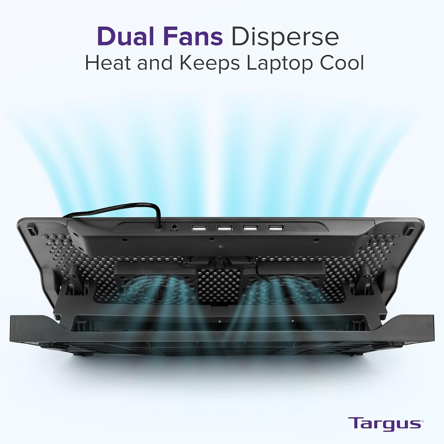 Targus USB-Powered Laptop Cooling Pad with Built-in USB Hub – Portable Chill Mat with Quiet Fans, Sturdy Design, Black