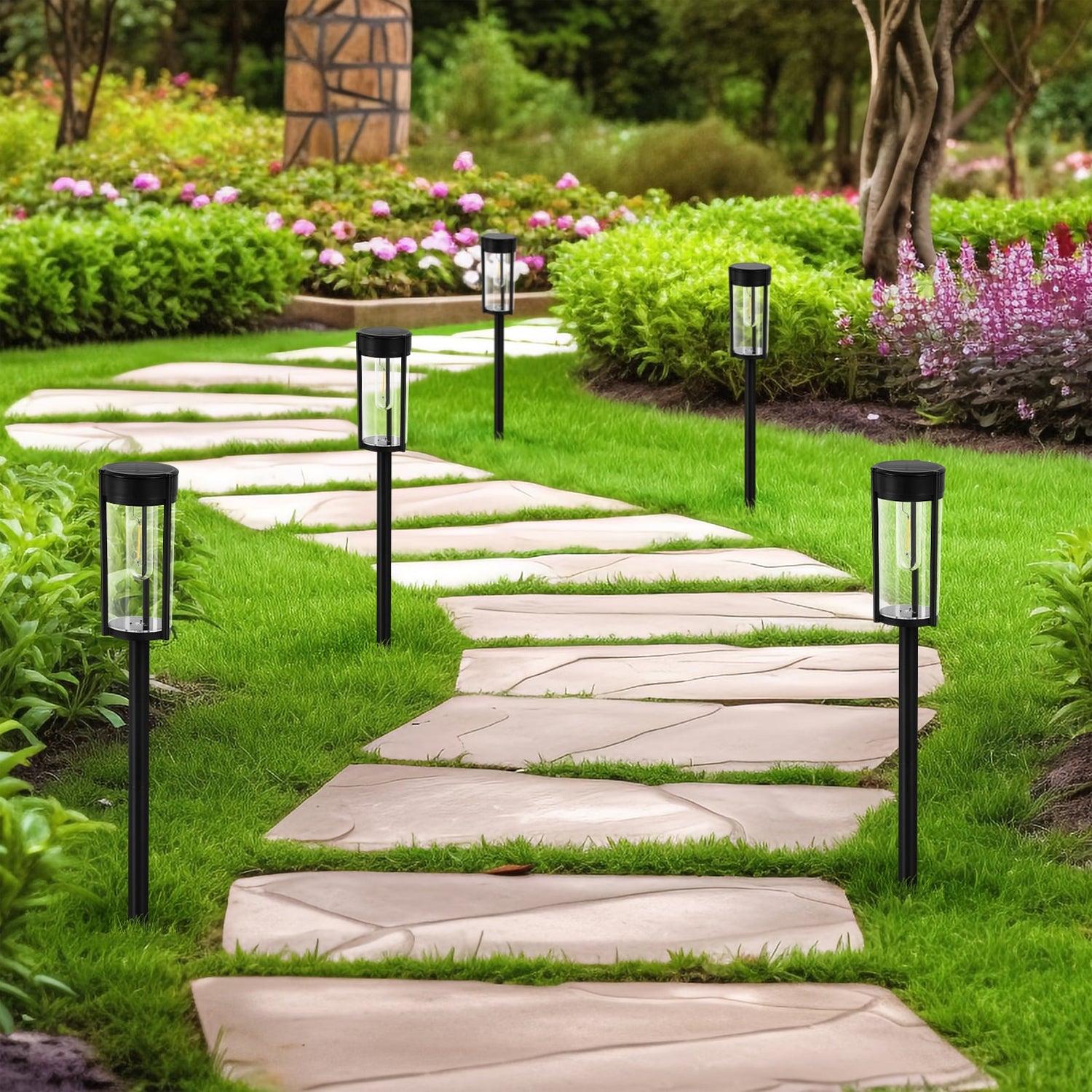 Hivvago 4 Pack Solar Garden Lights – Waterproof Outdoor Pathway Lamps