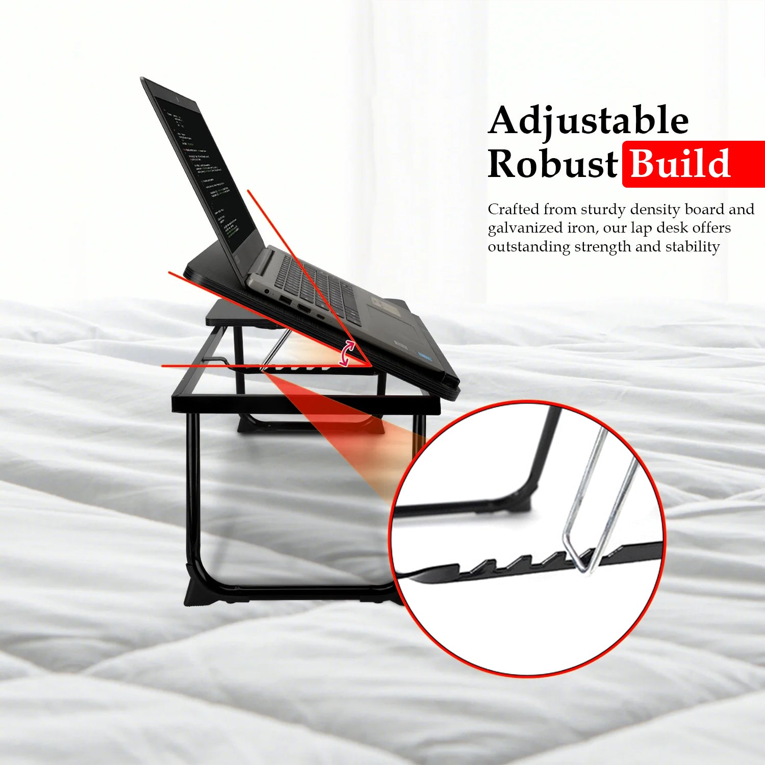 Hivvago Adjustable Laptop Desk – Foldable Bed Table with Cup Holder, 55×32 cm