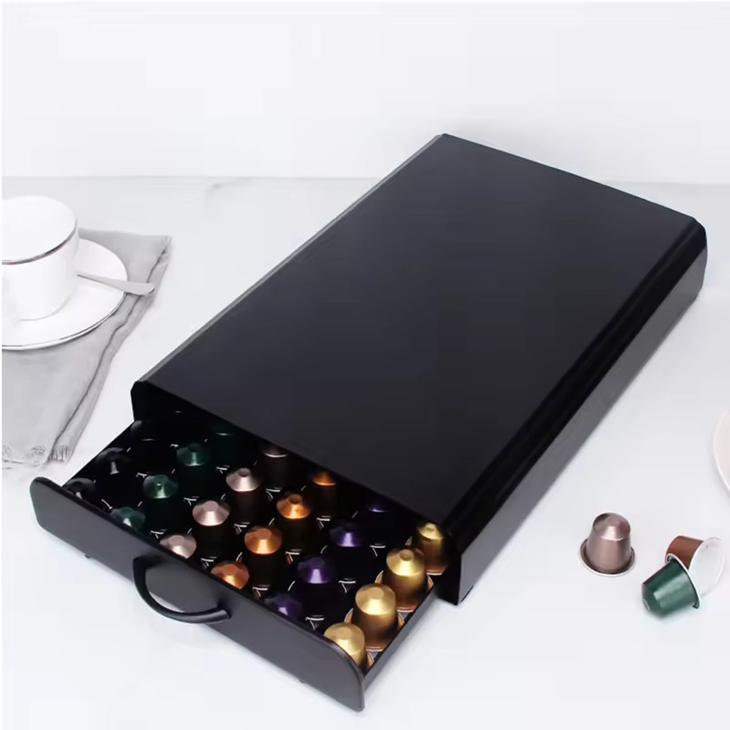 Hivvago 60pcs Nespresso Pod Holder – Drawer Stand for OriginalLine Capsules