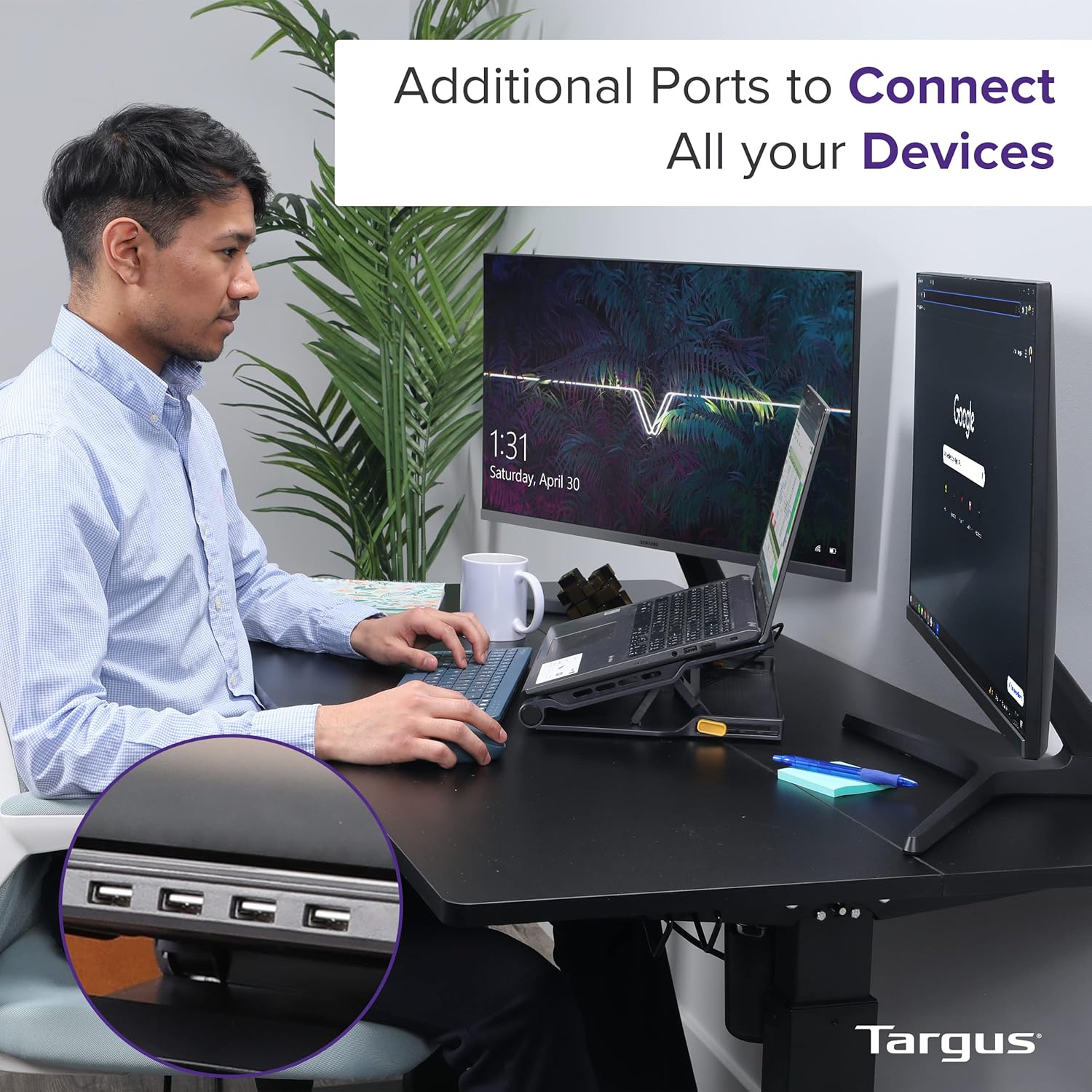 Targus USB-Powered Laptop Cooling Pad with Built-in USB Hub – Portable Chill Mat with Quiet Fans, Sturdy Design, Black