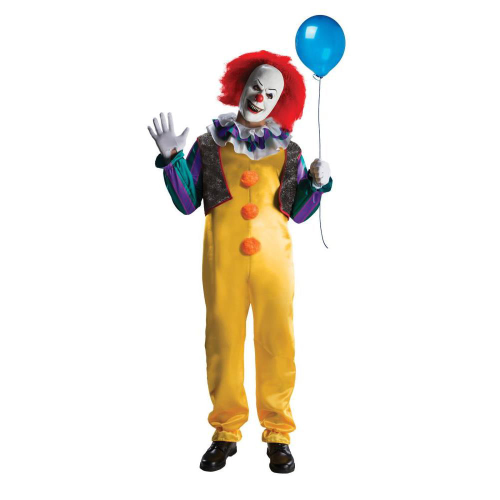 Pennywise Deluxe Horror Clown Adult Costume with Mask, Wig, Gloves and Jumpsuit
