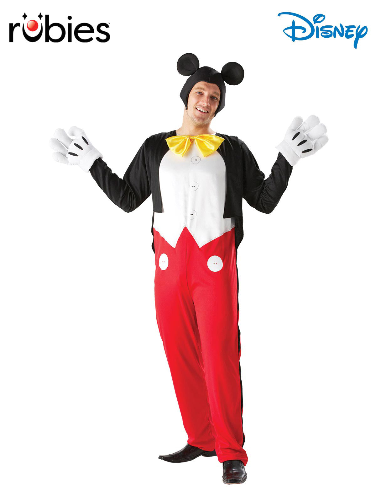Mickey Mouse Costume Adult Disney Jumpsuit with Ears Gloves and Bow Tie