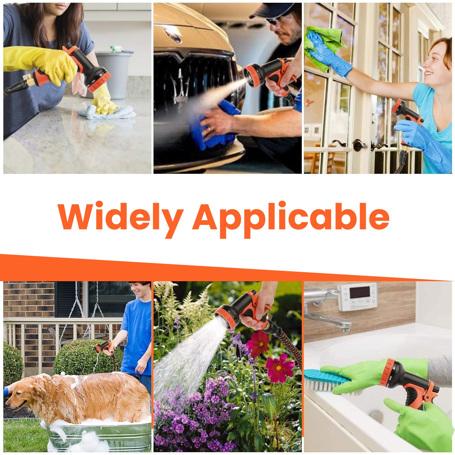 Hivvago Expandable Garden Hose – 10-Function Nozzle, Hanger, Bag, 7.5m or 15m