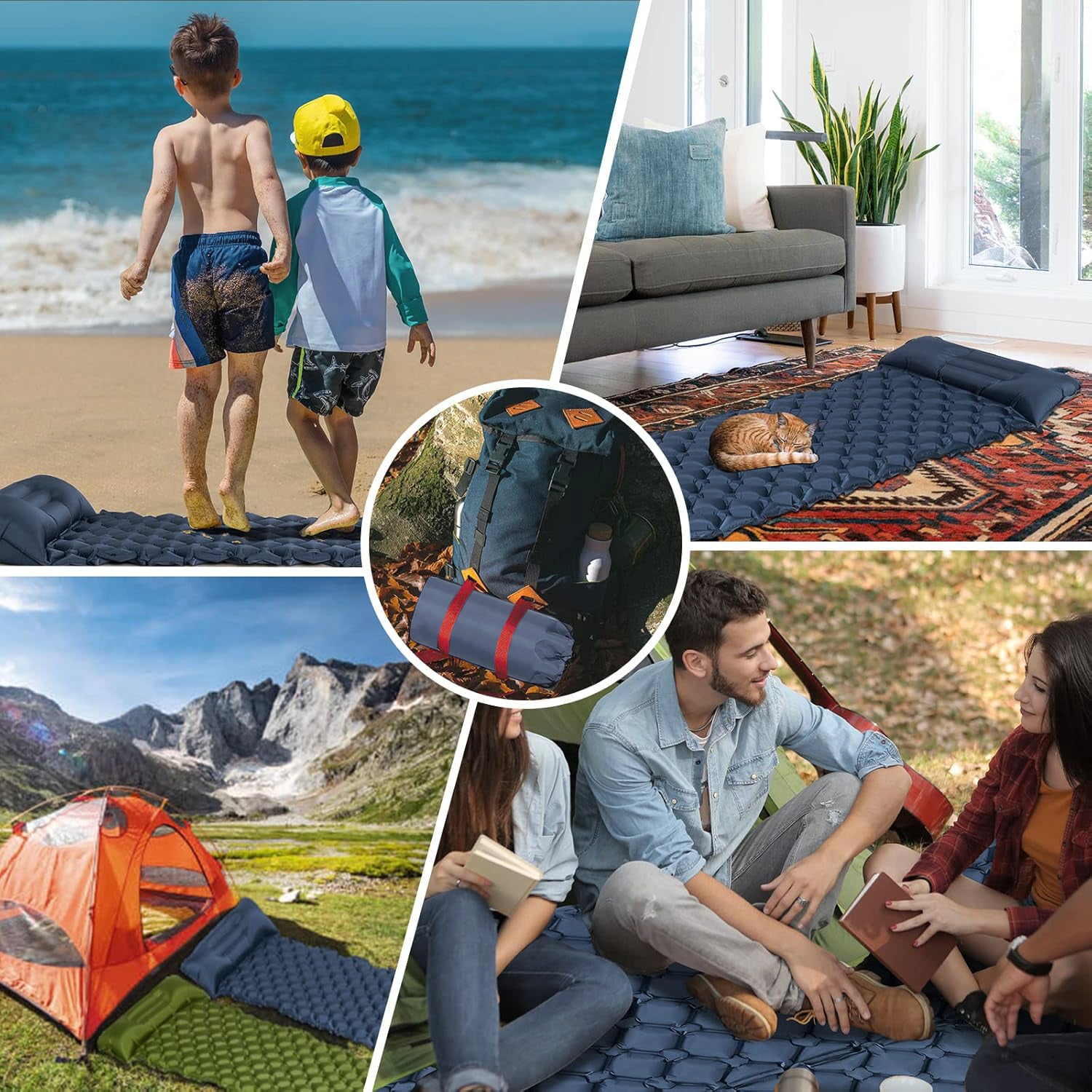 Hivvago Inflatable Sleeping Pad with Built-in Pump - Ultralight Camping Mat