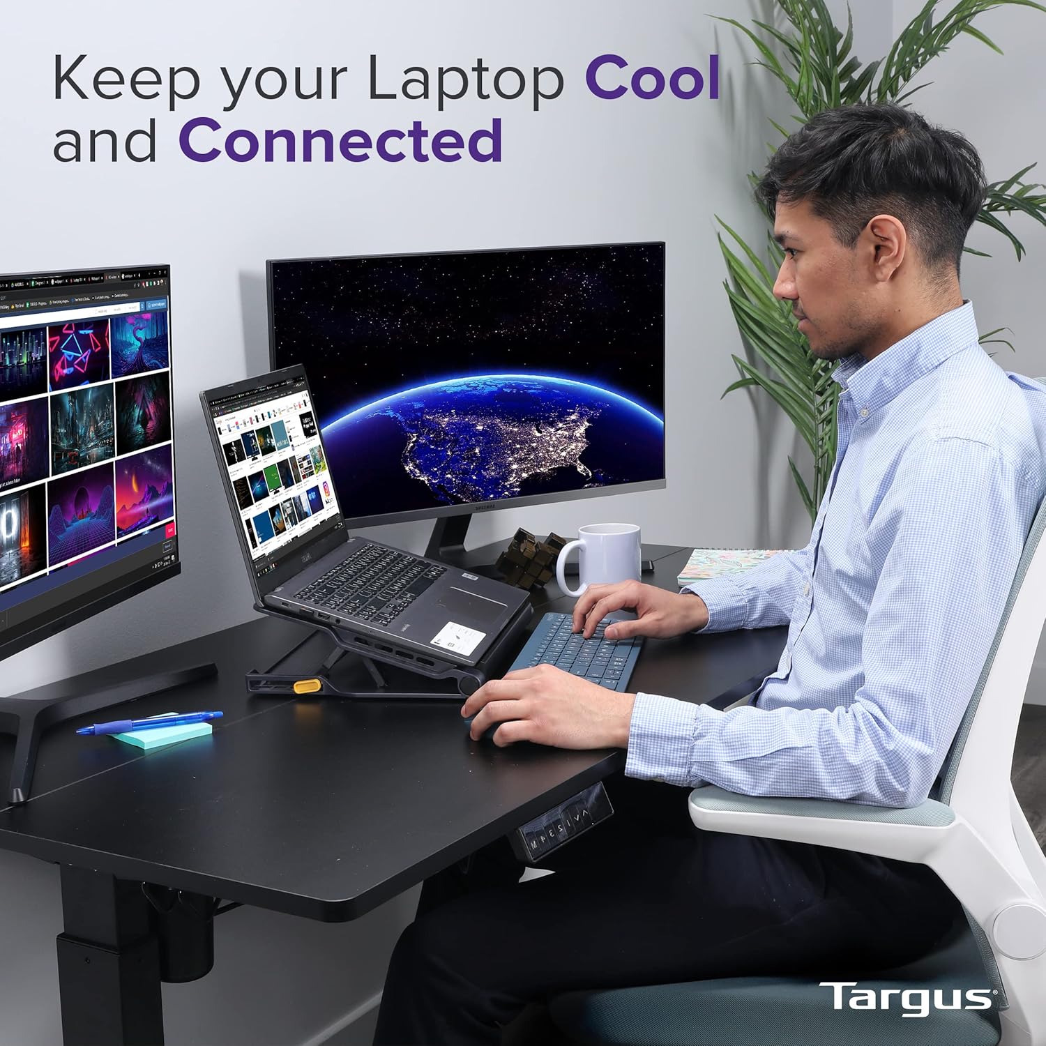 Targus USB-Powered Laptop Cooling Pad with Built-in USB Hub – Portable Chill Mat with Quiet Fans, Sturdy Design, Black