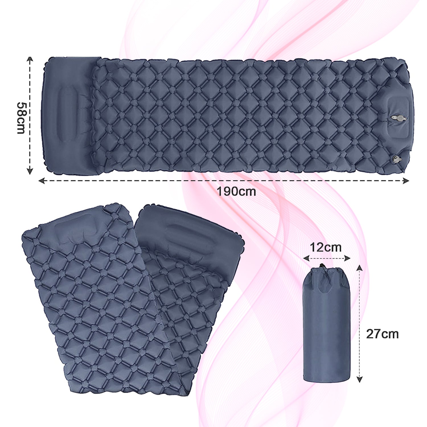 Hivvago Inflatable Sleeping Pad with Built-in Pump - Ultralight Camping Mat