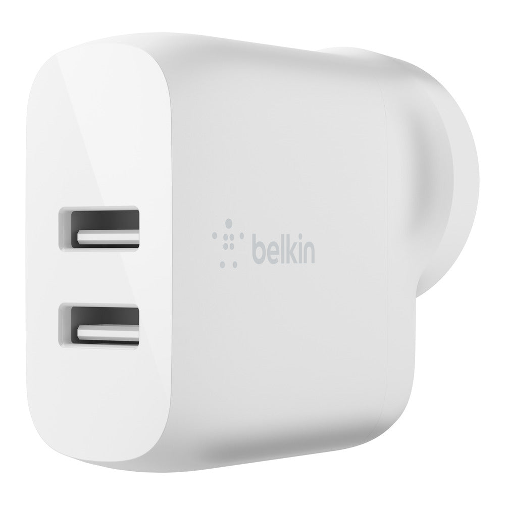 Belkin BOOSTCHARGE Dual USB-A Wall Charger 24W + Lightning to USB-A CableFor Apple Devices - White