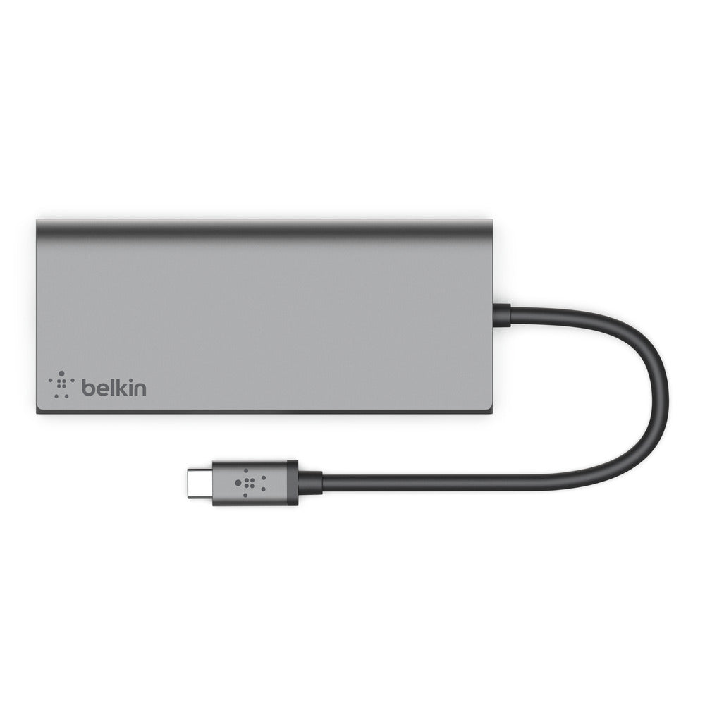 Belkin USB-C 4-Port Mini Hub + Power Pass ThroughUniversally compatible - Grey